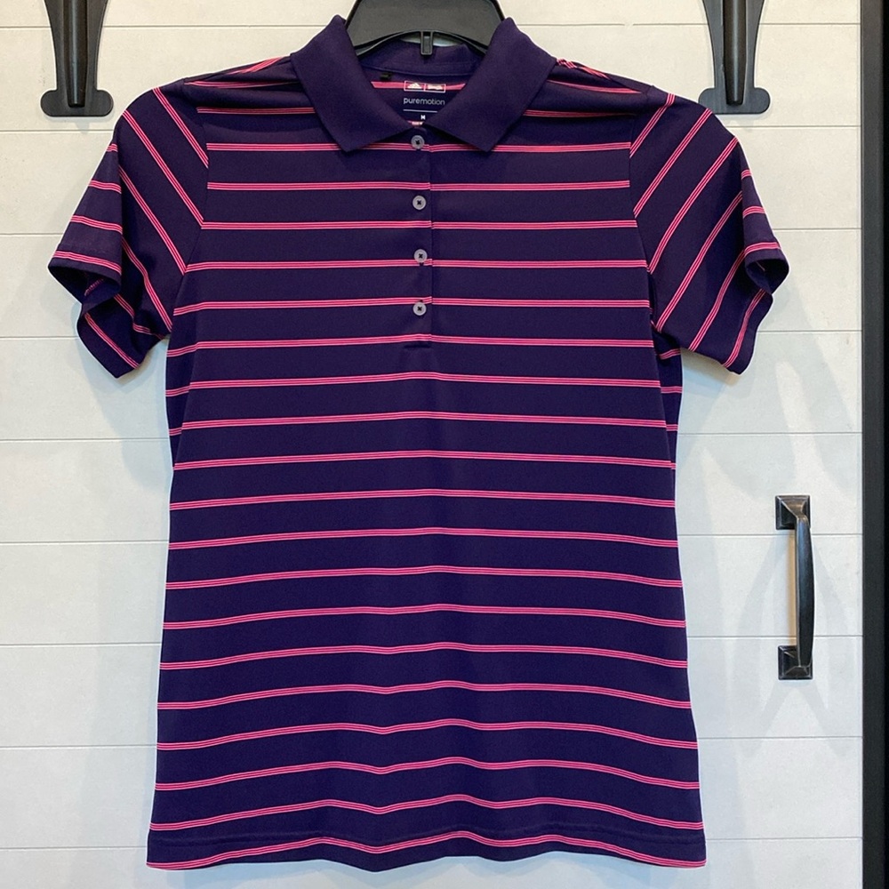 Adidas Pure Motion Golf Polo Purple Pink Medium